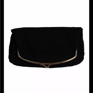 Julius Resnick Black Clutch Purse Satin Lined W/Matching Coin Purse Mid Century